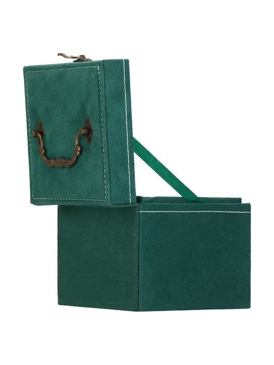 Jewelry Box Velvet Green Mirror 12x12x12 Cm Springos
