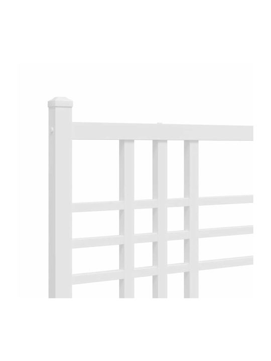 Double Metal Bed White with Slats for Mattress 137x190cm