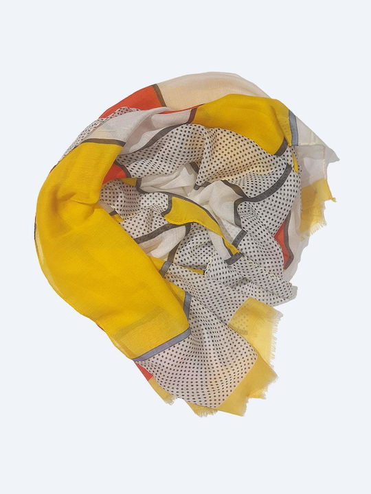 Women's Boho Scarf "Frames Polkadot" (Yellow) - 8257847022114