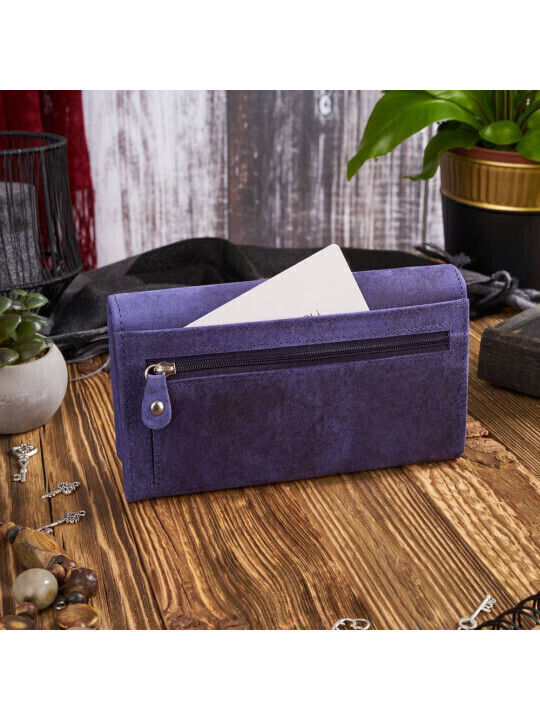 Paolo Peruzzi Vintage Leder Damen Geldbörse Geschenkset Marineblau Schlüsselanhänger