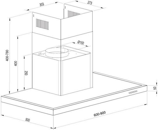Gruppe Ostria 60 Kamin-Dunstabzug 60cm Inox