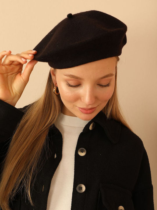 Wool Women's Beret Hat Black