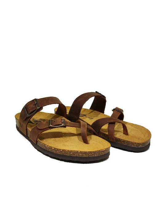 Plakton Apure Leather Women's Flat Sandals Anatomic Roble