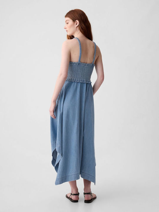 Summer Midi Denim Dress Blue