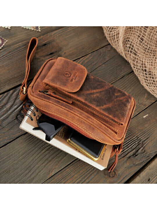 Leather Men's Bag Handbag Brown