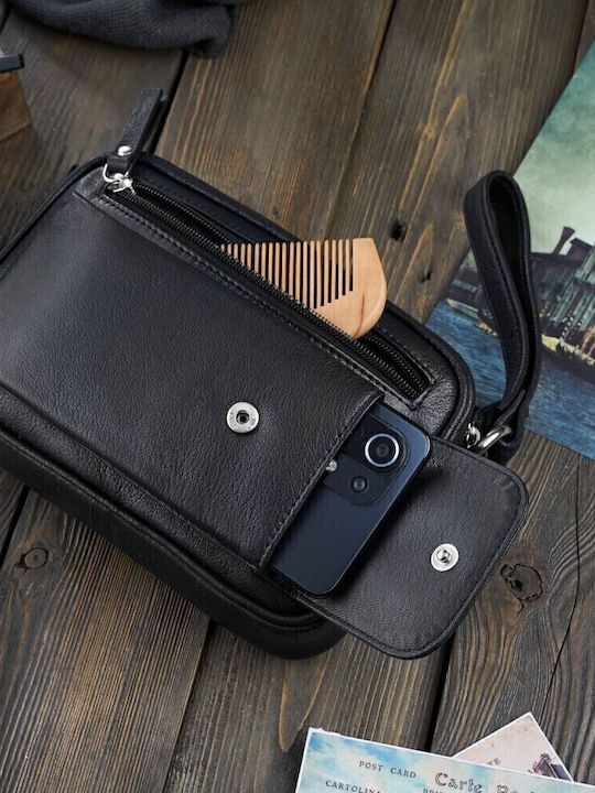 Leder Herrentasche Handtasche Schwarz