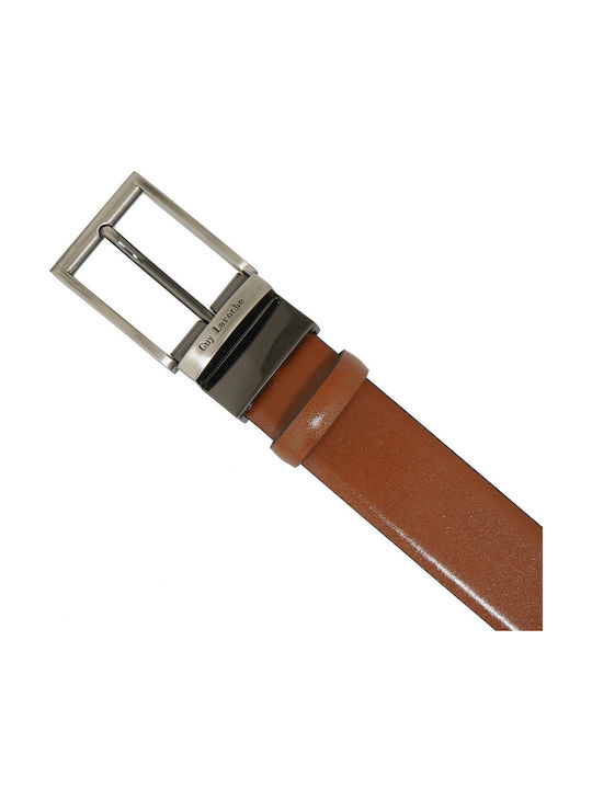 Wide Men's Belt Leather Double Sided Brown