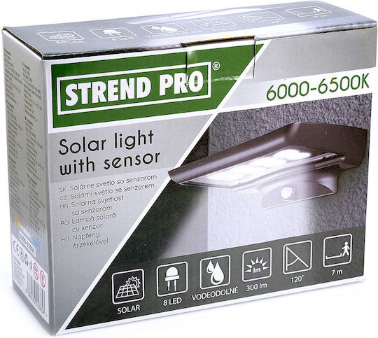 Strend Pro Lampă Solară 300lm Alb Rece cu Senzor de Mișcare 19cmx14cmx7cmcm