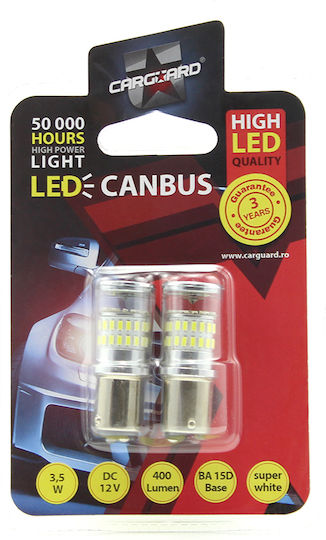 CarGuard Lămpi Autoturismului BA15D Canbus LED 6000K Alb rece 12V 3.5W