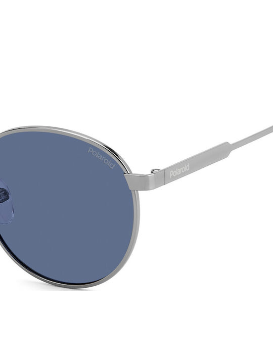 Polaroid Στρογγυλά Παιδικά Γυαλιά Ηλίου με Polarized Φακό Ασημί για 7-11 Ετών