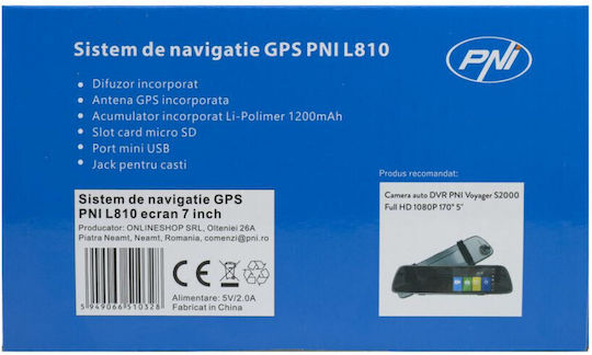 PNI Dispozitiv de Navigație GPS cu Ecran 7" USB & Slot card