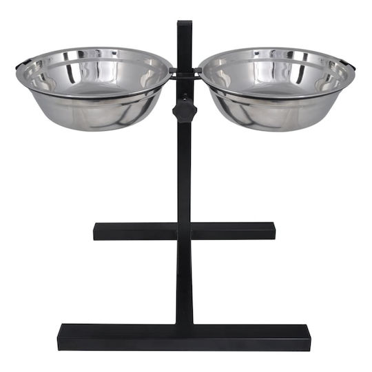 vidaXL Stainless Steel Food & Water Bowl for Dog & Cat 2 x 1lt 10cm 2 Pieces