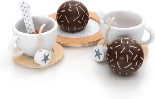 Children's Wooden Tea Set Zola Montessori Role Play Accessories Included Cream Brown