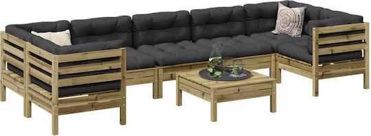 vidaXL Outdoor Lounge Set 8 Pieces Anthracite with Pillows