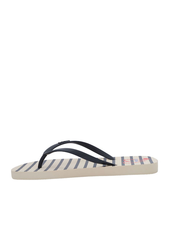 Women's Flip Flops Ecru/Blue