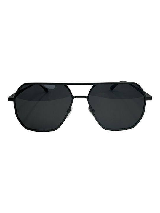 V-store Sunglasses with Black Metal Frame and Black Polarized Mirror Lens POL7701-01