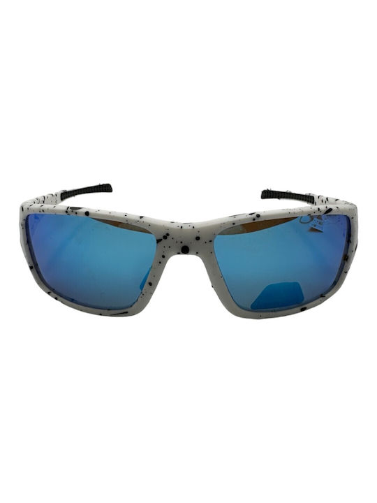 V-store Men's Sunglasses with Gray Plastic Frame and Blue Polarized Mirror Lens POL3057-03