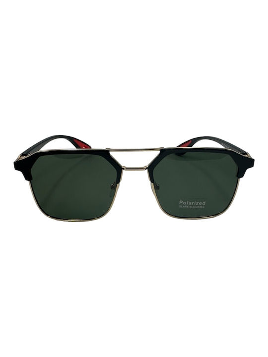 V-store Sunglasses with Black Frame and Green Polarized Mirror Lens POL8360-03