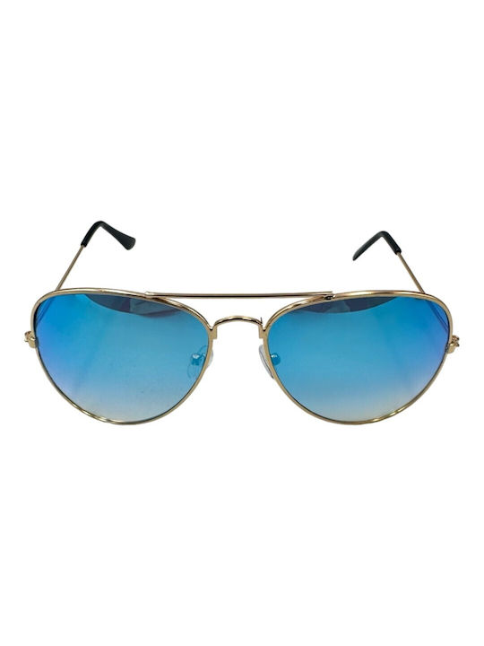 V-store Sunglasses with Gold Metal Frame and Blue Gradient Lens 3026-03