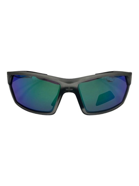 V-store Men's Sunglasses with Gray Plastic Frame and Blue Polarized Mirror Lens POL3061-04