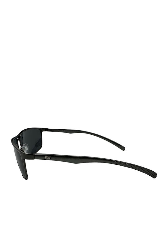 V-store Men's Sunglasses with Black Metal Frame and Black Polarized Mirror Lens POL2592BLACK