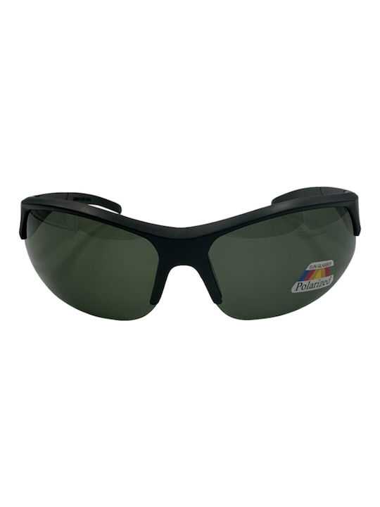 V-store Men's Sunglasses with Black Plastic Frame and Black Polarized Mirror Lens POL8602GREEN