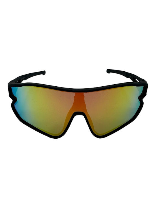 V-store Sunglasses with Black Plastic Frame and Multicolour Mirror Lens 9802-02