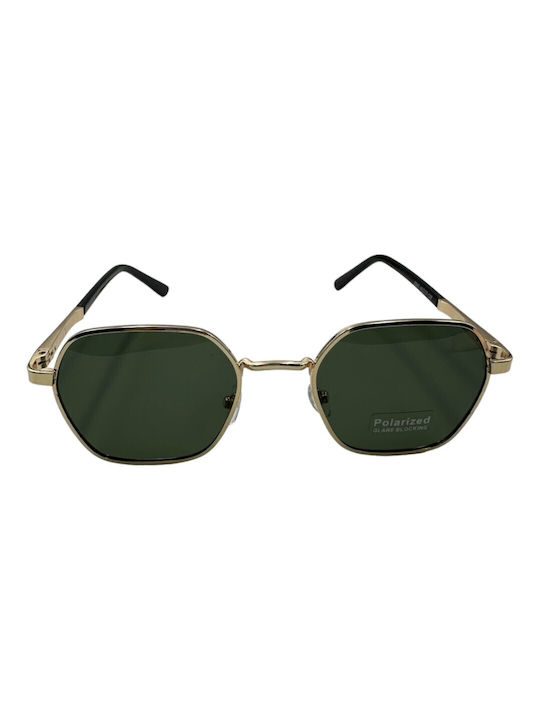 V-store Sunglasses with Gold Metal Frame and Green Polarized Mirror Lens POL8340KHAKI