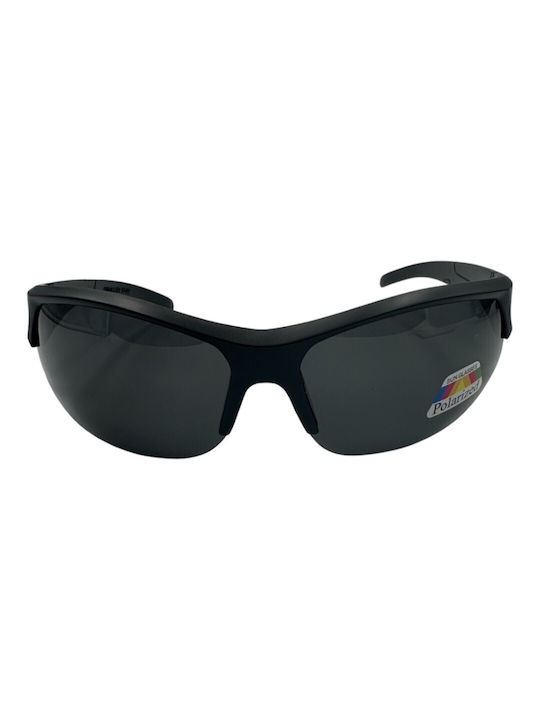 V-store Men's Sunglasses with Black Plastic Frame and Black Polarized Mirror Lens POL8602BLACK