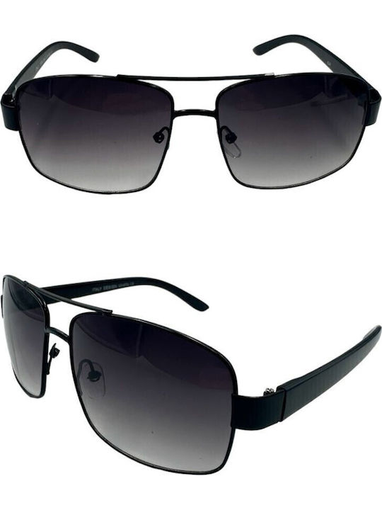 V-store Men's Sunglasses with Black Metal Frame and Gray Gradient Lens