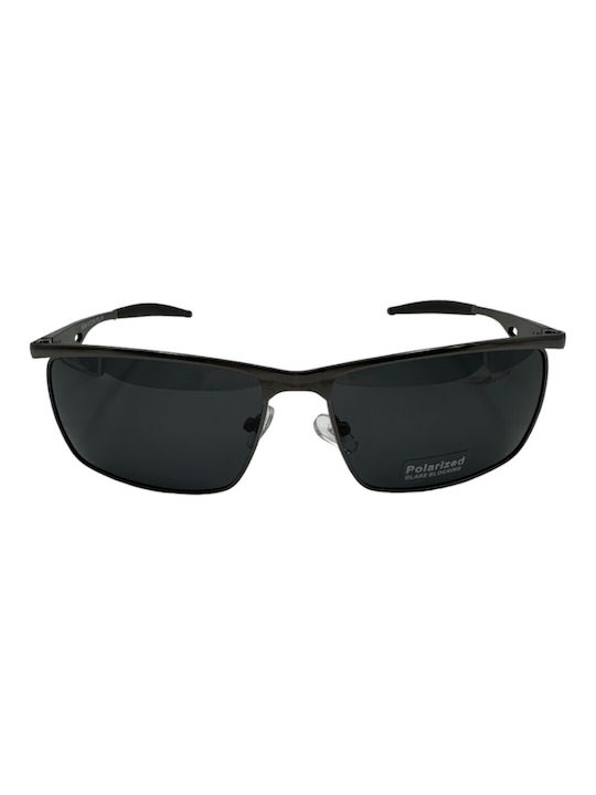 V-store Men's Sunglasses with Black Metal Frame and Black Polarized Lens POL80304-04