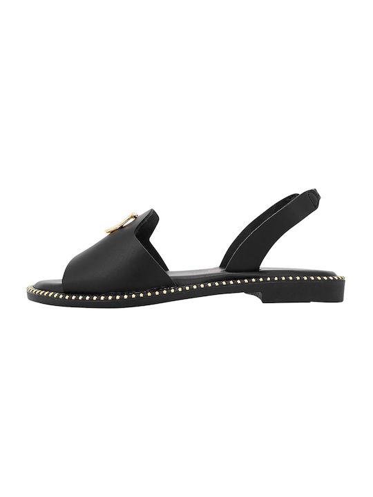 Gianna Kazakou Nord Leather Women's Flat Sandals in Black Color