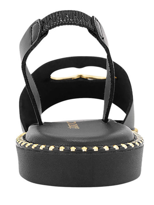 Nord Leather Women's Flat Sandals in Black Color