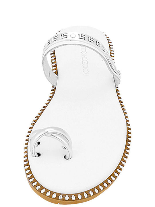 Naed Leather Women's Flat Sandals in White Color