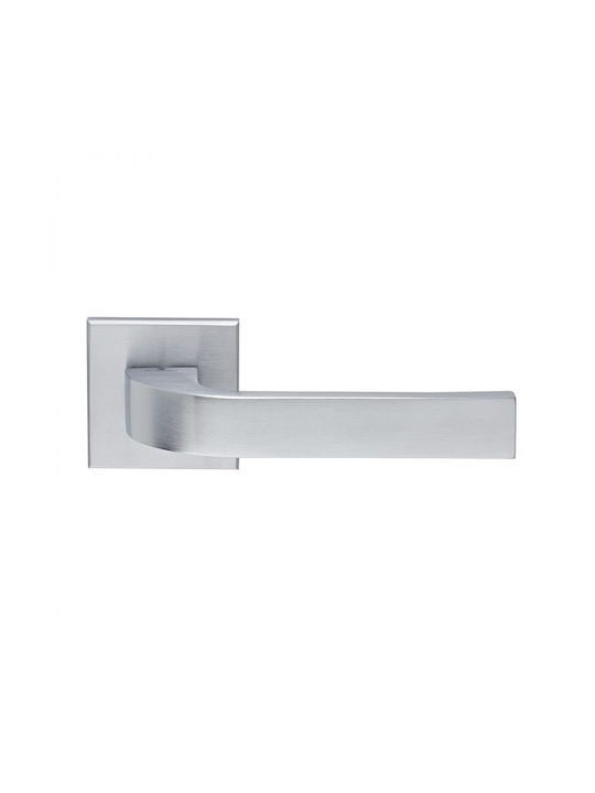 Door Handle 376 Zogometal Lock Type Cylinder Right Piece Rosette Plate Chrome Matt Zogometal Alloy