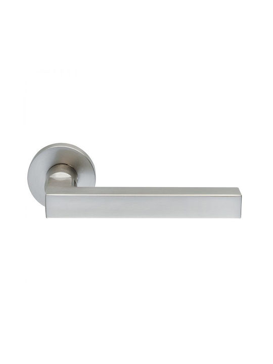 Door Handle 2291 Zogometal Cylinder Lock Type Right Piece Matte Chrome Pseudo-Silver Alloy