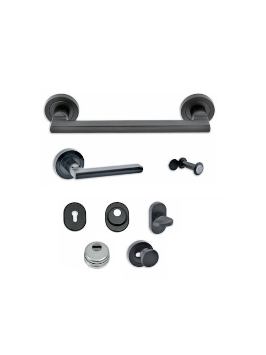 Set of Armored Door Handles Best Sd102 Nickel Matte Black Matte Best Zinc Alloy