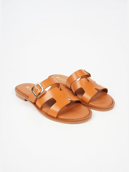 Minimal Sandals with Geometric Design on Strap Tan 15008