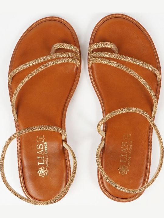 Strass-Riemchensandalen Gold 15089