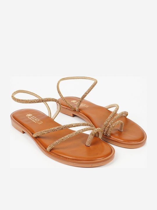 Strass-Riemchensandalen Gold 15089