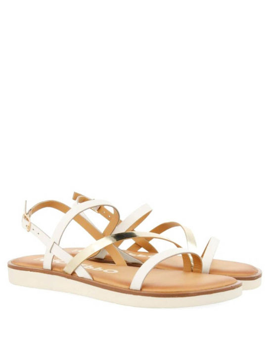 Gioseppo Leather Women's Flat Sandals in White Color