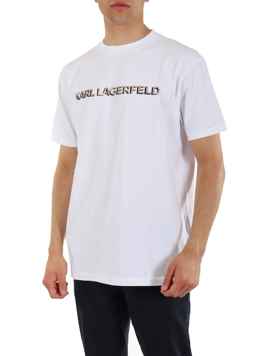 Karl Lagerfeld T-shirt Bărbătesc cu Mânecă Scurtă White