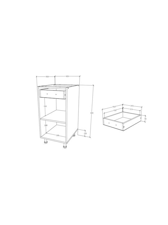 Karo Floor Cabinet Lemn Natural/alb 40x50x80pcs