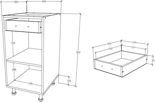 Karo Dulap de podea Lemn Natural/alb 40x50x80buc