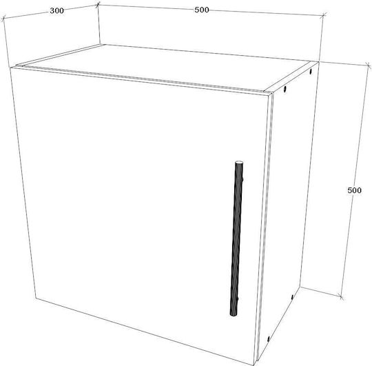 Kos/Haga Кремащо Шкаф За Дневна От MDF Черен/Бляскаво Бял 50x30x50см