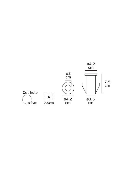 VK Lighting Σποτ Δαπέδου LED 7.5x5.2x5.2cm