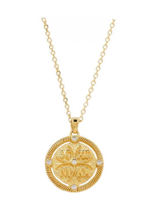 Art d or Charm Amulet Virgin Mary from Gold 9 K with Zircon