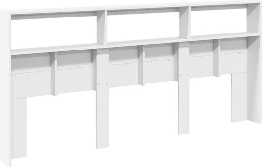 vidaXL Tăblie De Pat Din Lemn Albă 220x102cm