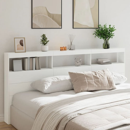 vidaXL Tăblie De Pat Din Lemn Albă 220x102cm