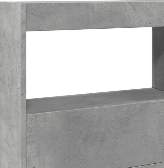 vidaXL LED Табла за легло от дърво, сива, 140x102 см